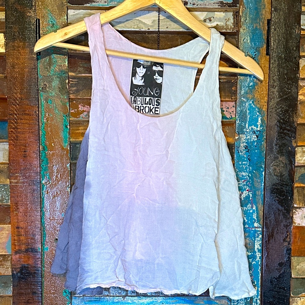 Young Fabulous & Broke Gray, pink & soft yellow tie dye! Boho Tank